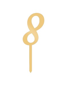 CakeDeco Taarttopper Cijfer 8 - Metallic Goud  - 10cm