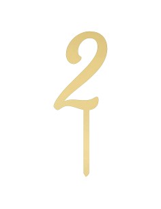 CakeDeco Taarttopper Cijfer 2 - Spiegel Goud - 10cm