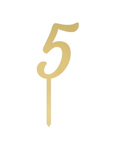 CakeDeco Taarttopper Cijfer 5 - Spiegel Goud - 10cm