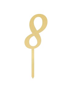 CakeDeco Taarttopper Cijfer 8 - Spiegel Goud  - 10cm