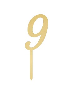 CakeDeco Taarttopper Cijfer 9 - Spiegel Goud - 10cm