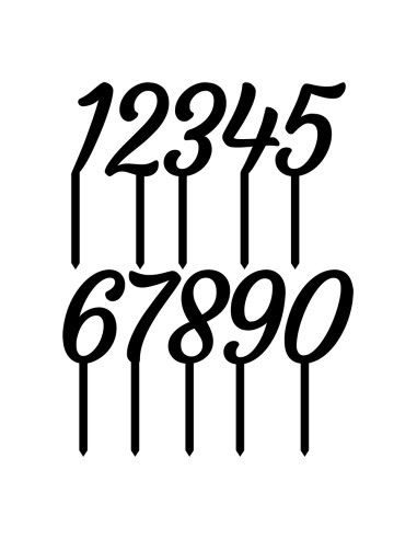 CakeDeco Acryl Cijfers Mini 0 tm 9 - Diverse Kleuren -10st-