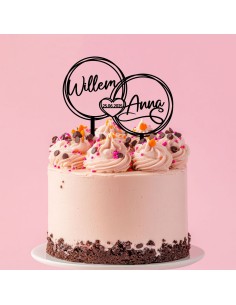 Taarttopper op Maat: Dubbel Rond met Namen en Datum