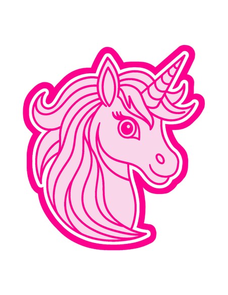3D Uitsteker op Maat: Unicorn Hoofd met Stempel