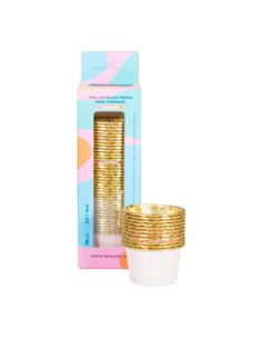 Baking Case Cup Wit/Goud MINI -50st- 2