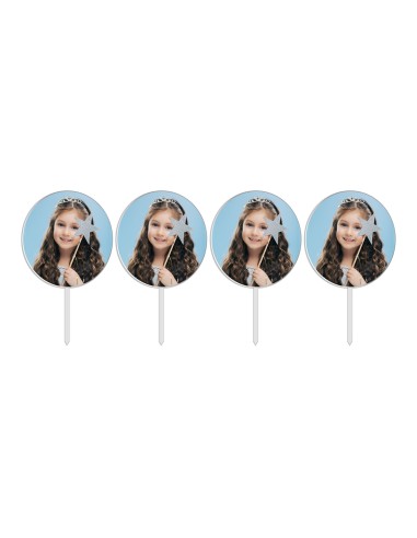 Full Colour Cupcaketoppers Eigen Foto: Rond 6 cm -4st-