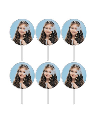 Full Colour Cupcaketoppers Eigen Foto: Rond 5 cm -6st-
