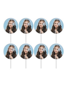 Full Colour Cupcaketoppers Eigen Foto: Rond 4 cm -8st-