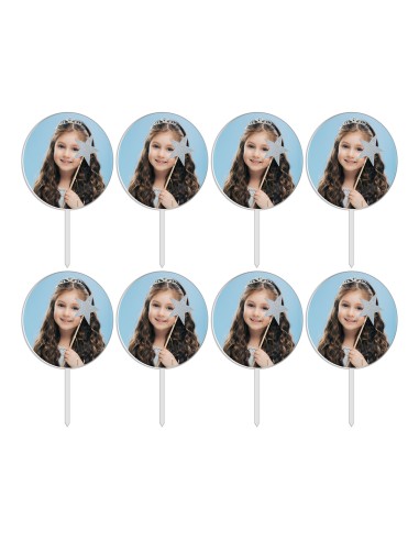 Full Colour Cupcaketoppers Eigen Foto: Rond 4 cm -8st-