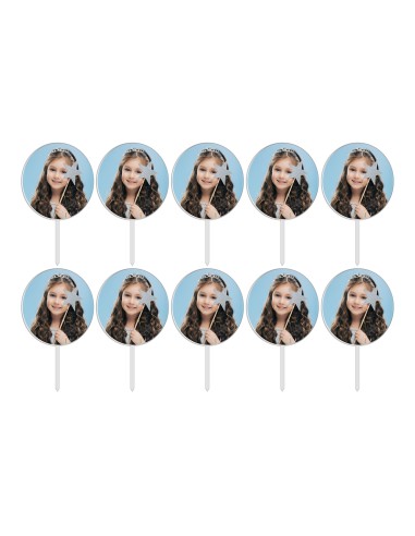 Full Colour Cupcaketoppers Eigen Foto: Rond 3,5 cm -10st-