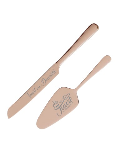 Taartschep & Mes Gegraveerd Rosé Goud