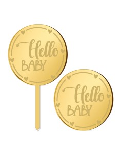 Cupcaketoppers op Maat: Hello Baby Rond