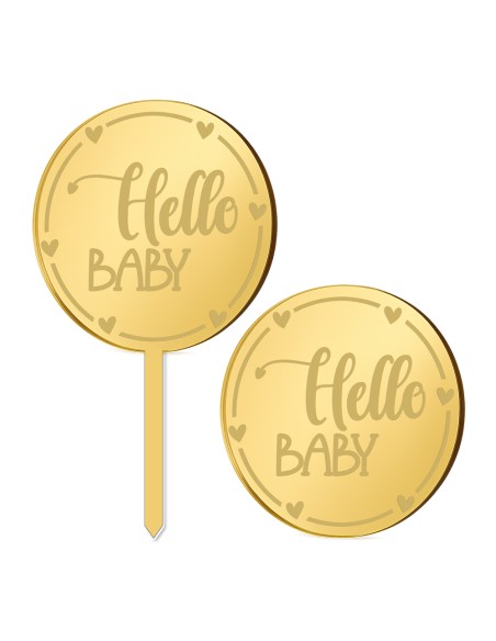 Cupcaketoppers op Maat: Hello Baby Rond