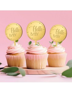 Cupcaketoppers op Maat: Hello Baby Rond 2