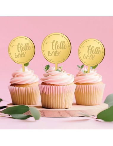 Cupcaketoppers op Maat: Hello Baby Rond