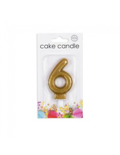 Glitter Kaars Goud Nummer 6 // 2