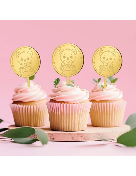 Cupcaketoppers op Maat: Teddybeer Rond