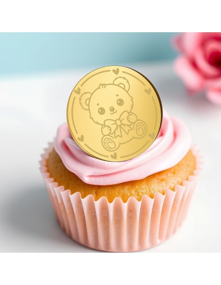 Cupcaketoppers op Maat: Teddybeer Rond