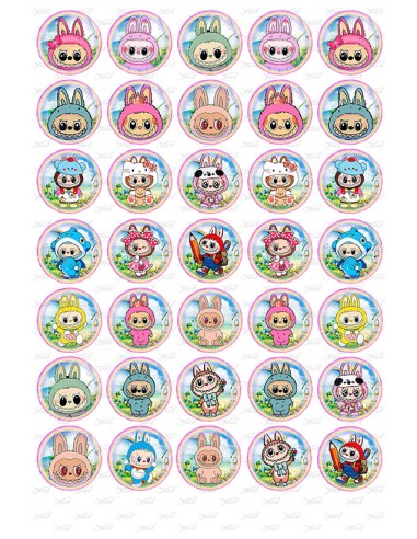 Eetbare Print Labubu 1 Mini Cupcakes - 3,5cm