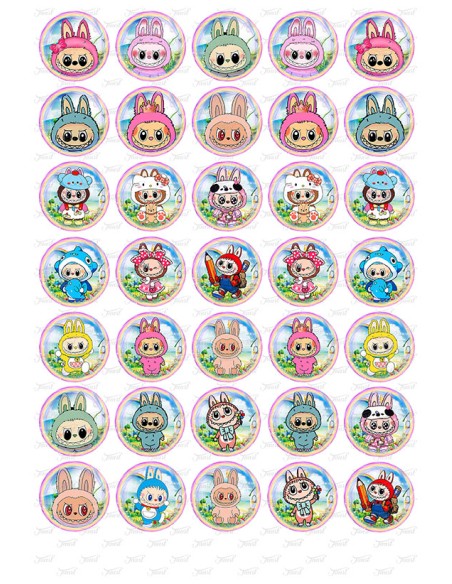 Eetbare Print Labubu 1 Mini Cupcakes - 3,5cm
