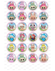 Eetbare Print Labubu 1 Mini Cupcakes - 4cm