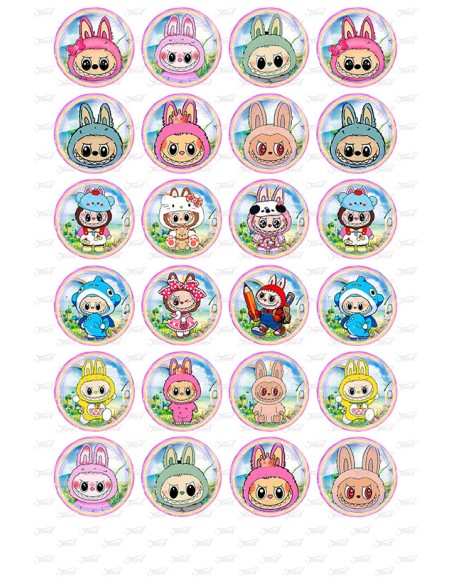 Eetbare Print Labubu 1 Mini Cupcakes - 4cm