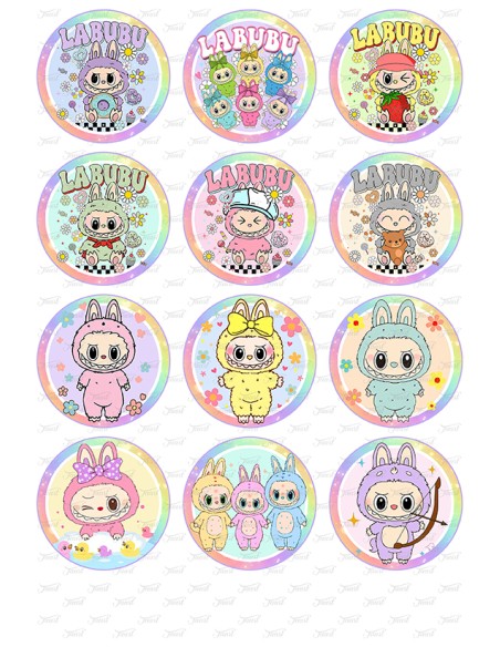 Eetbare Print Labubu 2 Cupcakes - 6cm