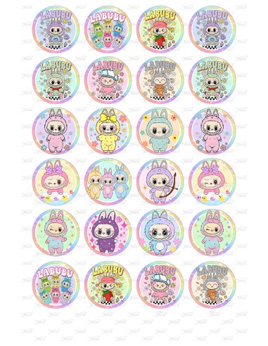 Eetbare Print Labubu 2 Mini Cupcakes - 4cm
