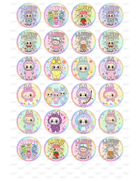Eetbare Print Labubu 2 Mini Cupcakes - 4cm