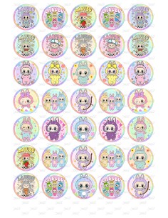 Eetbare Print Labubu 2 Mini Cupcakes - 3,5cm