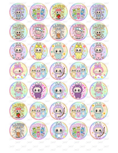 Eetbare Print Labubu 2 Mini Cupcakes - 3,5cm