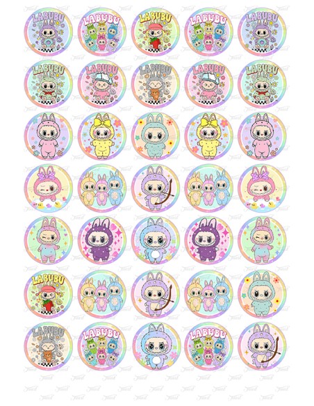 Eetbare Print Labubu 2 Mini Cupcakes - 3,5cm