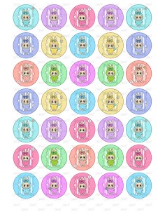 Eetbare Print Labubu 3 Mini Cupcakes - 3,5cm