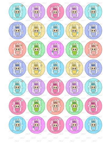 Eetbare Print Labubu 3 Mini Cupcakes - 3,5cm