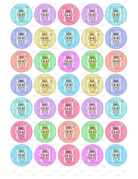 Eetbare Print Labubu 3 Mini Cupcakes - 3,5cm
