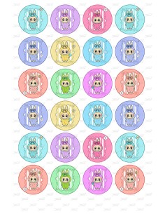 Eetbare Print Labubu 3 Mini Cupcakes - 4cm