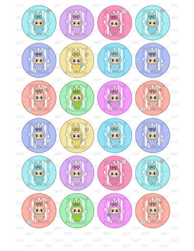 Eetbare Print Labubu 3 Mini Cupcakes - 4cm