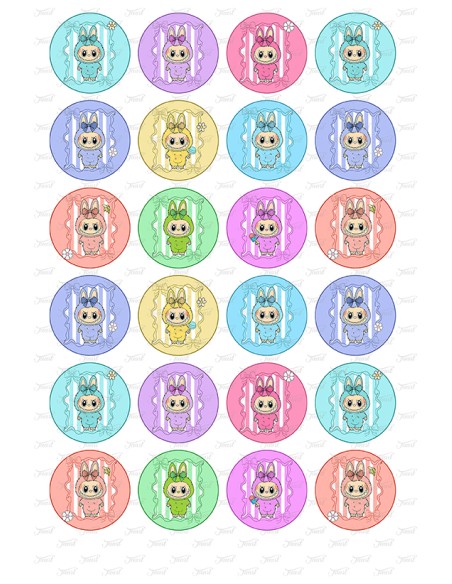 Eetbare Print Labubu 3 Mini Cupcakes - 4cm
