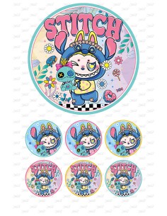 Eetbare Print Labubu Stitch - 15cm