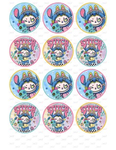 Eetbare Print Labubu Stitch Cupcakes - 6cm