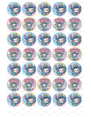 Eetbare Print Labubu Stitch Mini Cupcakes - 3,5cm