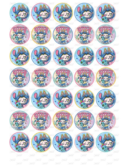Eetbare Print Labubu Stitch Mini Cupcakes - 3,5cm