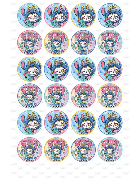Eetbare Print Labubu Stitch Mini Cupcakes - 4cm