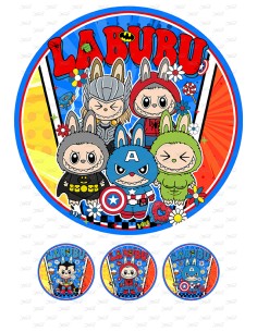 Eetbare Print Labubu Superhelden - 20cm