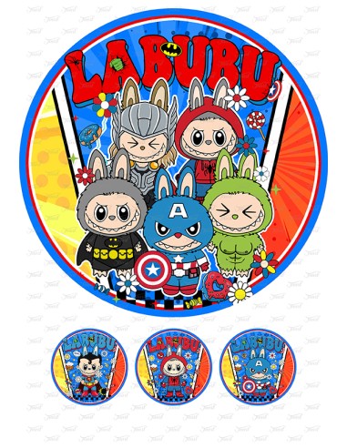 Eetbare Print Labubu Superhelden - 20cm