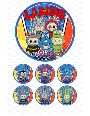 Eetbare Print Labubu Superhelden - 15cm