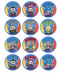 Eetbare Print Labubu Superhelden Cupcakes - 6cm