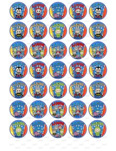 Eetbare Print Labubu Superhelden Mini Cupcakes - 3,5cm