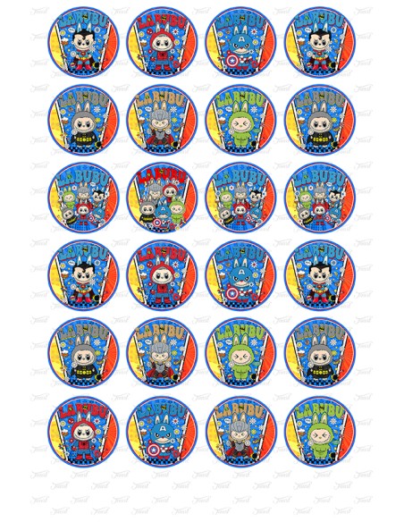 Eetbare Print Labubu Superhelden Mini Cupcakes - 4cm