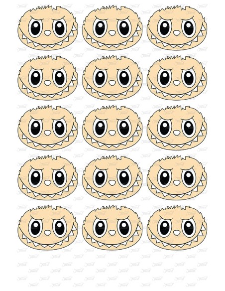 Eetbare Print Labubu Gezicht Cupcakes - 6cm